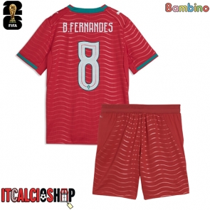 Portogallo Bruno Fernandes #8 Prima Maglia Bambino Mondiali 2026 Manica Corta (+ Pantaloni corti)